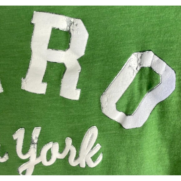 VTG Aeropostale T-Shirt Baby Tee Womens Large Green Cap Sleeve Distressed Logo - Picture 6 of 11